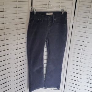 Madewell Gray Cali Demi Boot Cut Frayed Hem Courdoroy Button Fly Jeans Size 25P